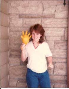 High school me and my rubber glove chicken.  Yup, I was a dork.  